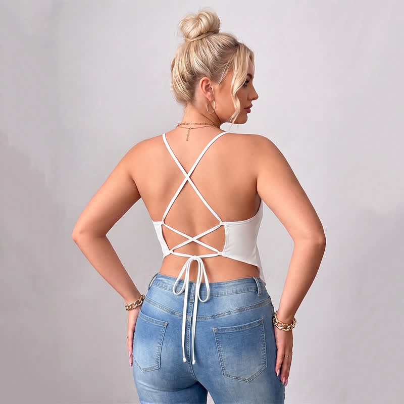 Plus Size Tanktop mit offenem Rücken und V-Ausschnitt - image 2