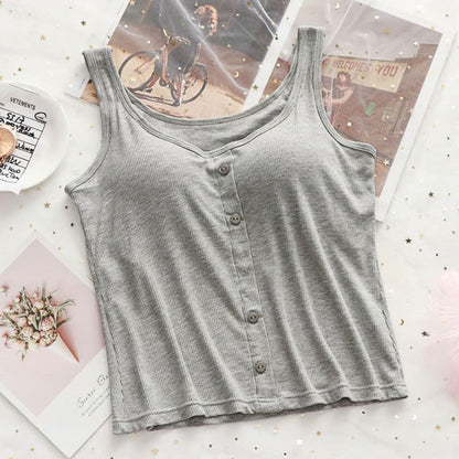 Plus Size Rippstrick-Tanktop mit Knöpfen (2-teilig) - Grau - 3XL - image 13