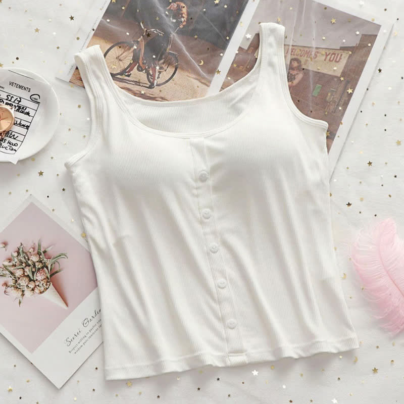 Plus Size Rippstrick-Tanktop mit Knöpfen (2-teilig) - Weiß - 3XL - image 11