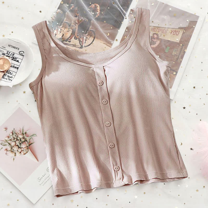 Plus Size Rippstrick-Tanktop mit Knöpfen (2-teilig) - Rosa - 3XL - image 14