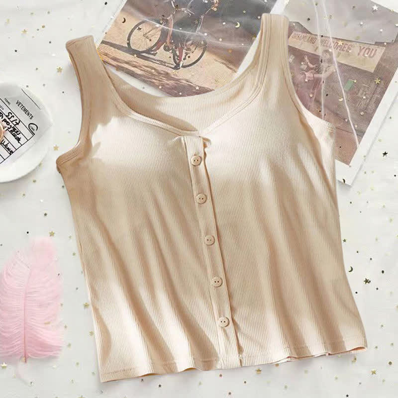 Plus Size Rippstrick-Tanktop mit Knöpfen (2-teilig) - Aprikose - 3XL - image 10