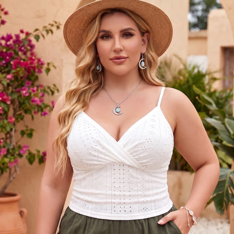 Sommer-Tanktop in Übergröße mit Ösen - Weiß - 3XL - image 0