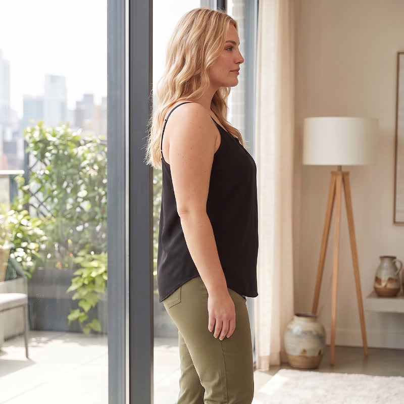 Plus Size Tanktop mit Spitzenbesatz und V-Ausschnitt - image 4