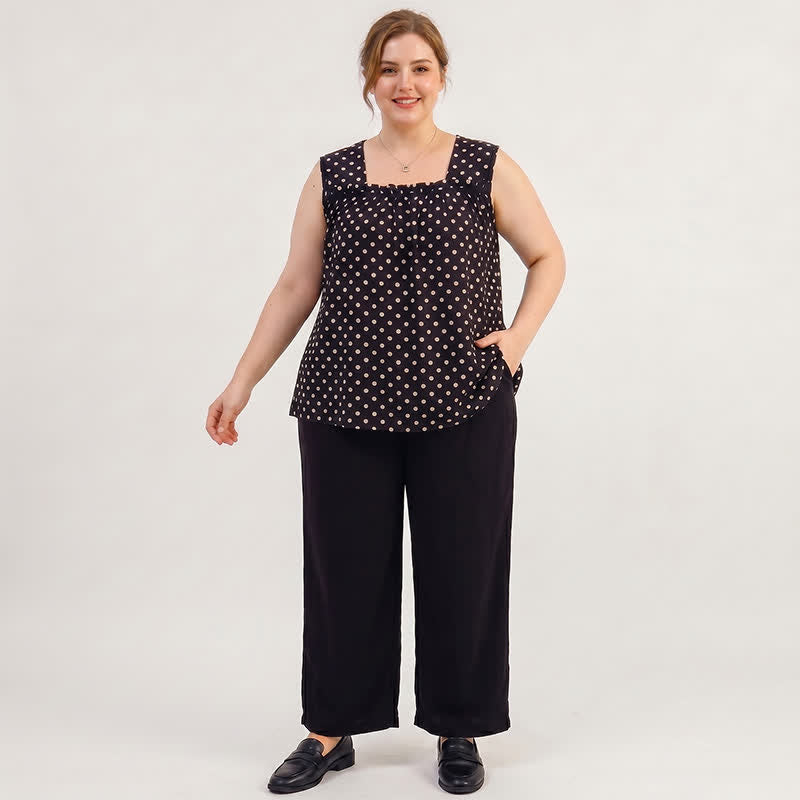 Plus Size Leopardenmuster-Tanktop mit Polka-Dots (2-teilig) - image 2