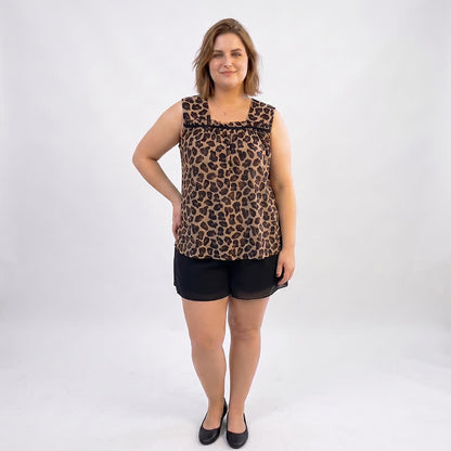 Plus Size Leopardenmuster-Tanktop mit Polka-Dots (2-teilig) - image 3