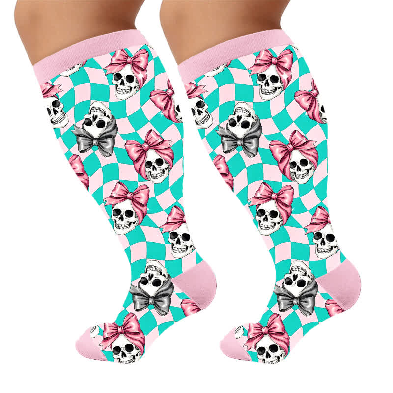 Kompressionsstrümpfe mit Fledermausmotiv in Übergröße - Rosa(1 Paar) - 4XL - image 9