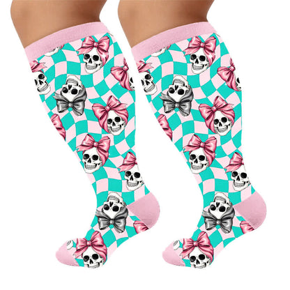 Kompressionsstrümpfe mit Fledermausmotiv in Übergröße - Rosa(1 Paar) - 4XL - image 9