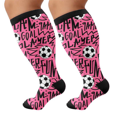 Kompressionsstrümpfe mit Fußball-Graffiti in Übergröße - Rosa (1 Paar) - 4XL - image 8