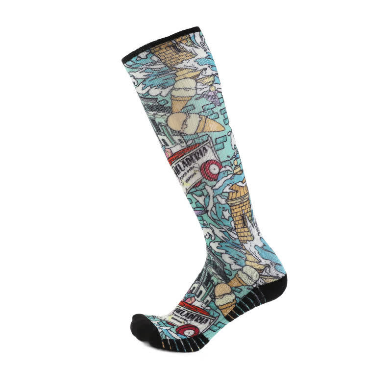 Bambus-Kompressionsstrümpfe mit Schmetterlingsmotiv - Blau - EU36-40 (US3-7) - image 3
