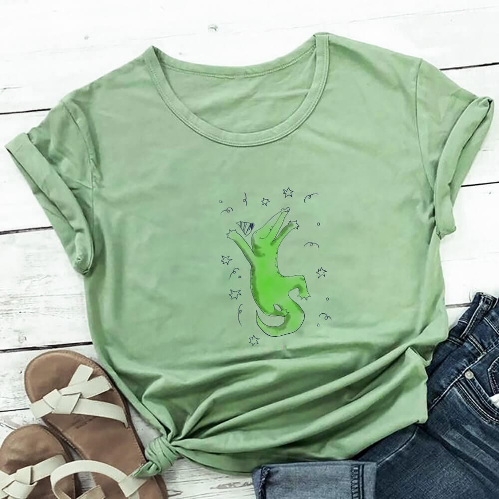 Kurzarm-T-Shirt mit Krokodilmuster in Übergröße - Grün - 3XL - image 0