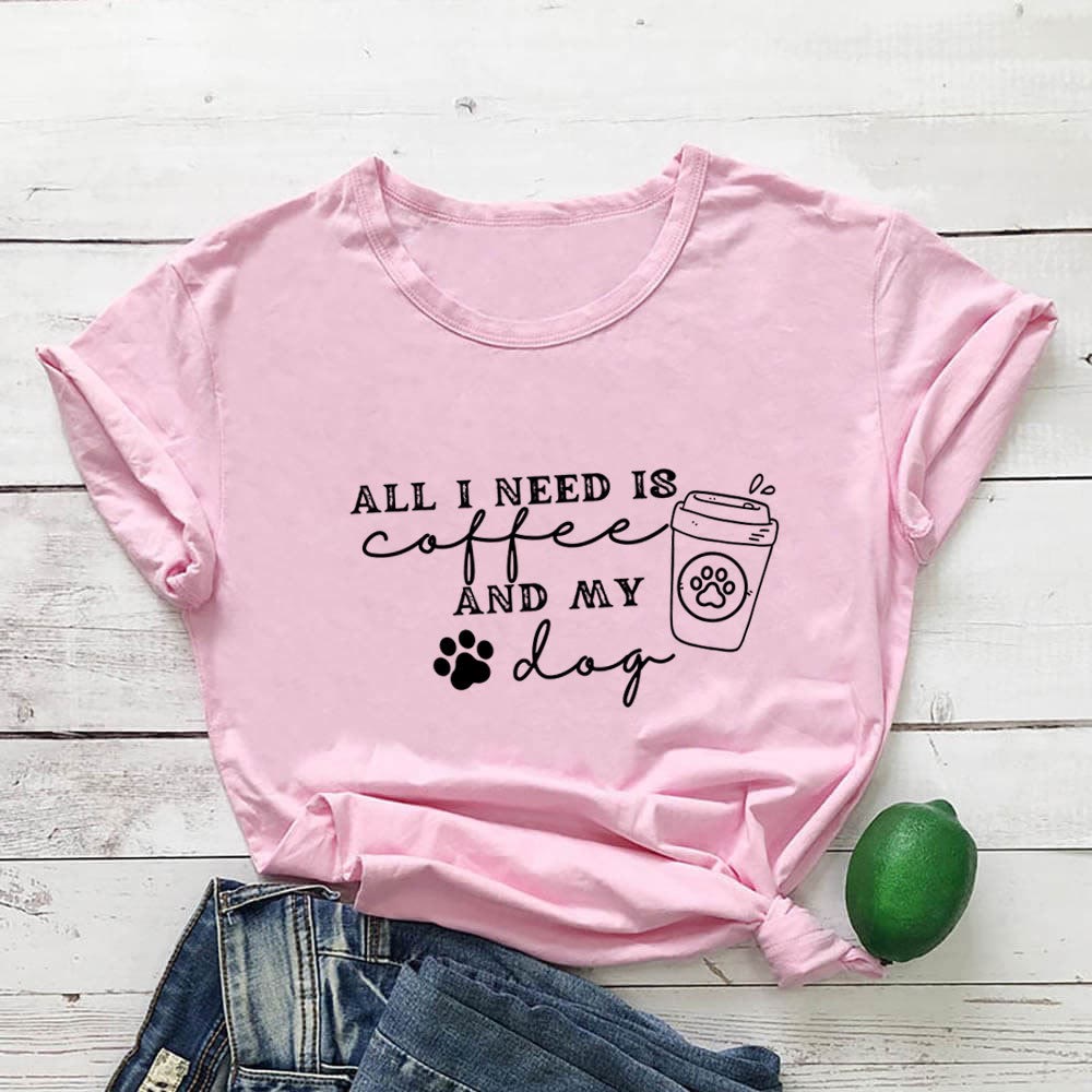 Kurzarm-T-Shirt mit Hundepfotenabdrücken in Übergröße - Rosa - 3XL - image 5