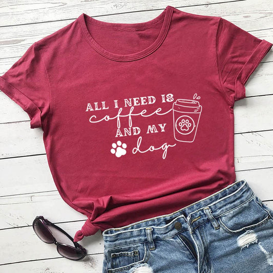 Plus Size Kurzarm-T-Shirt mit Hundepfotenabdrücken - Wein - 3XL - image 0