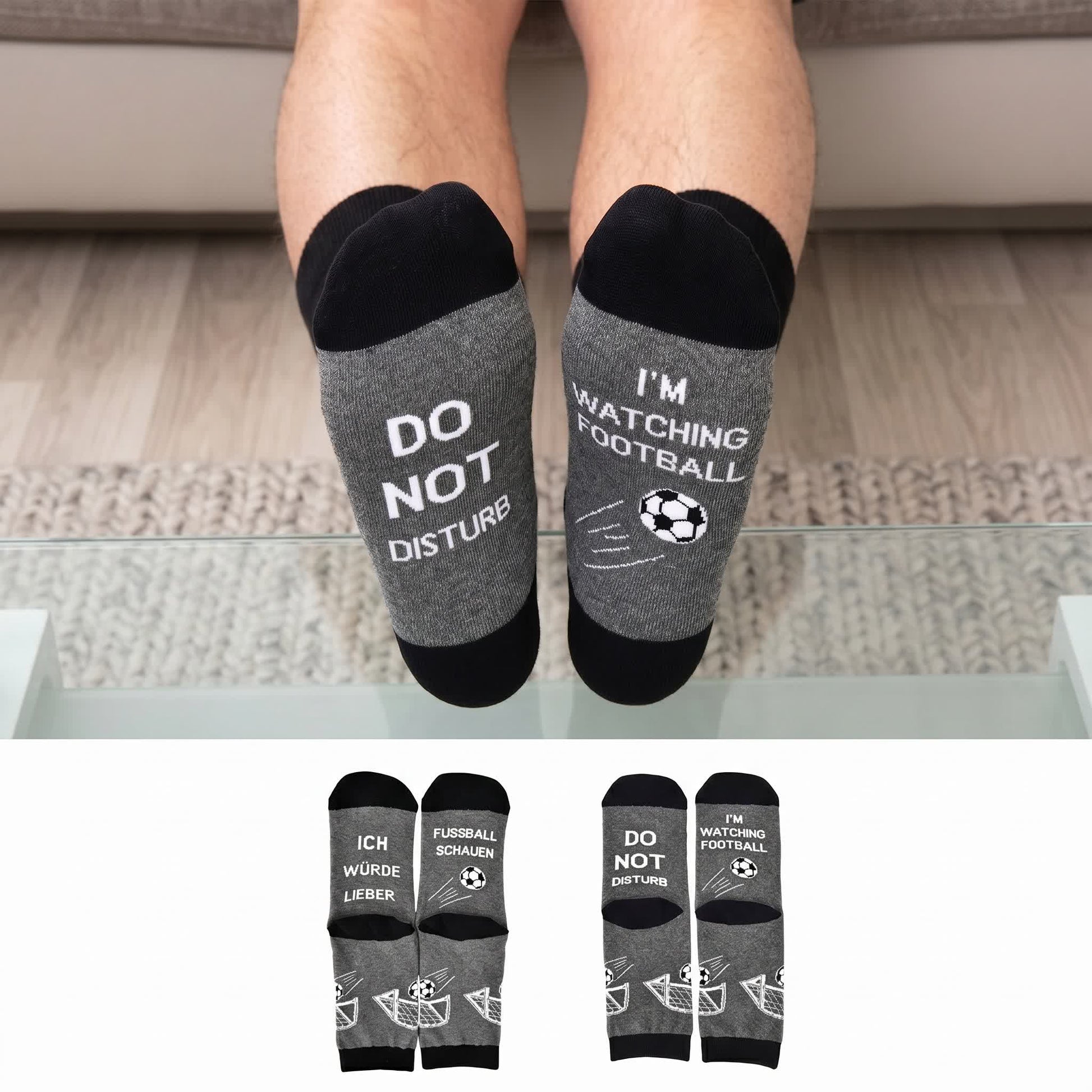 Baumwollsocken mit Fußballzitat (2 Paar) - Mehrfarbig - EU39-46 (US6-12) - image 0