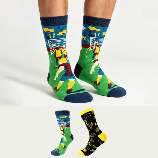 Fußball-Slogan-Socken (2 Paar) - Mehrfarbig - EU38-44 (US5-10) - image 0