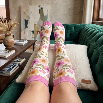 Plus Size Floral Strick-Kompressionsstrümpfe - image 3