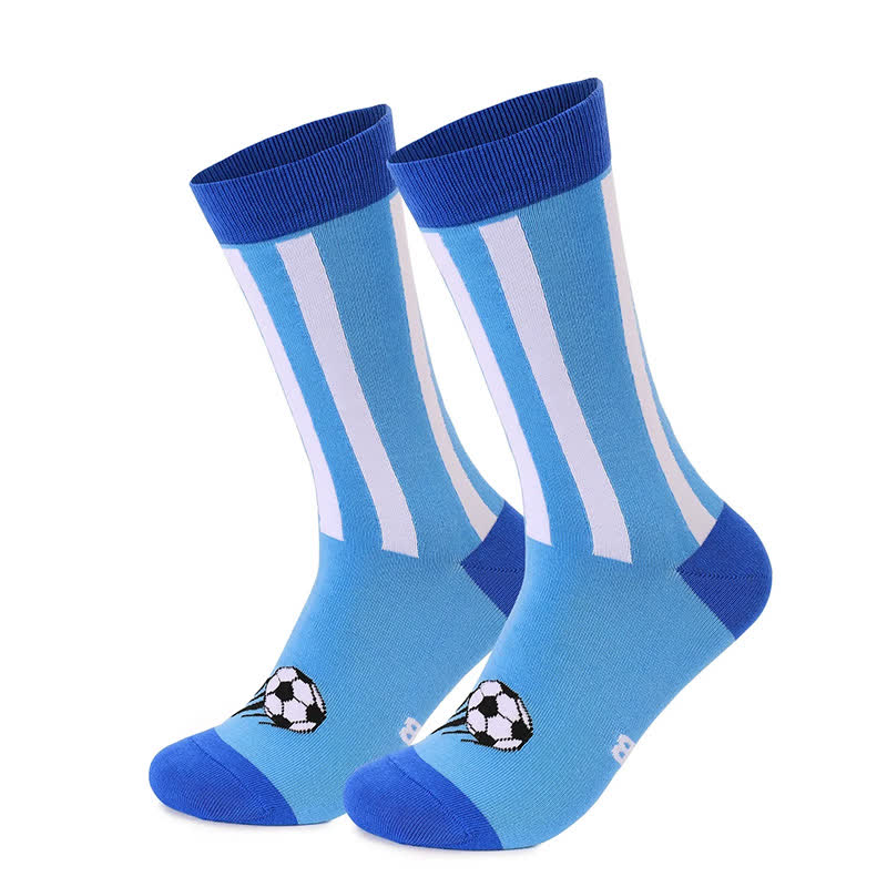 Bunte Fußball-Streifen-Viertelsocken (3 Paar) - Blau - EU40-46 (US7-12) - image 3