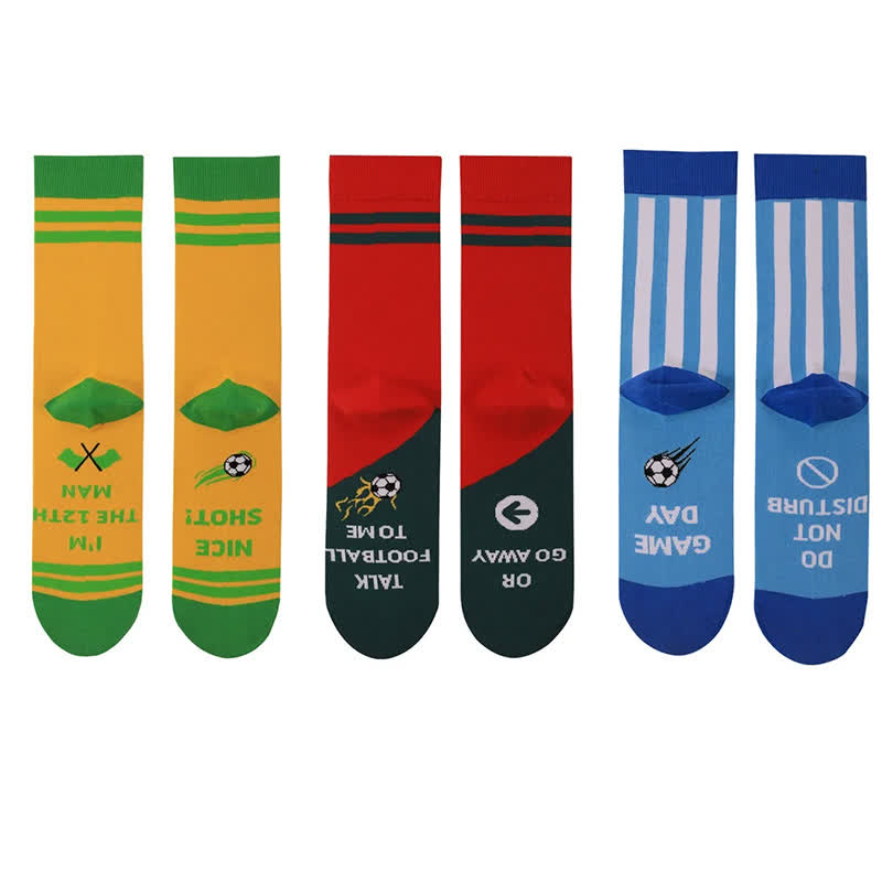 Bunte Fußball-Streifen-Viertelsocken (3 Paar) - Mehrfarbig - EU40-46 (US7-12) - image 2