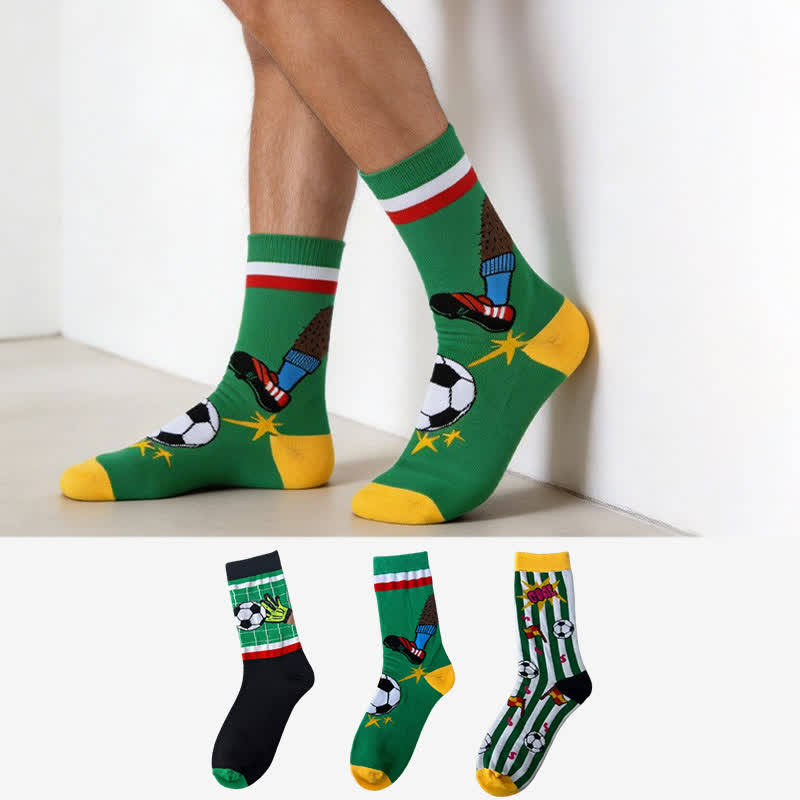 Fußballstreifen-Viertelsocken (3 Paar) - Mehrfarbig - EU39-43 (US6-9) - image 0