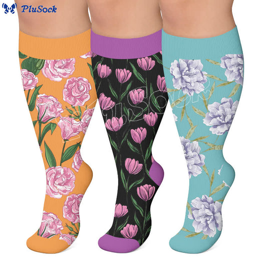 Kompressionsstrümpfe mit frischen Blumen in Übergröße - image 0
