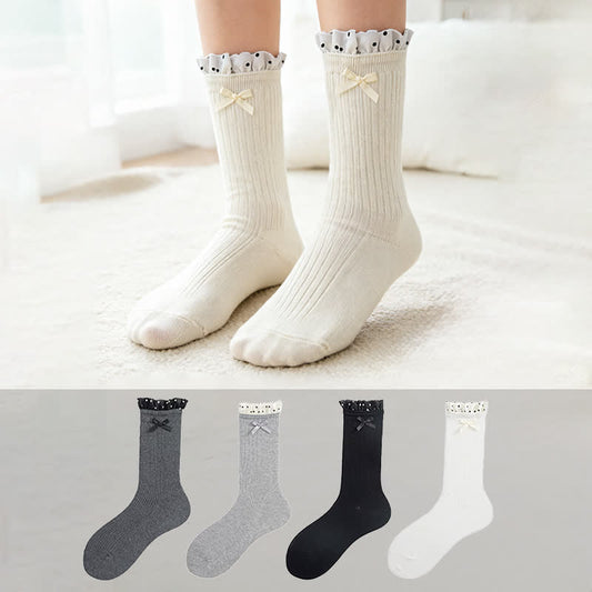 Süße Rüschensocken mit Rippenmuster (4 Paar) - image 0