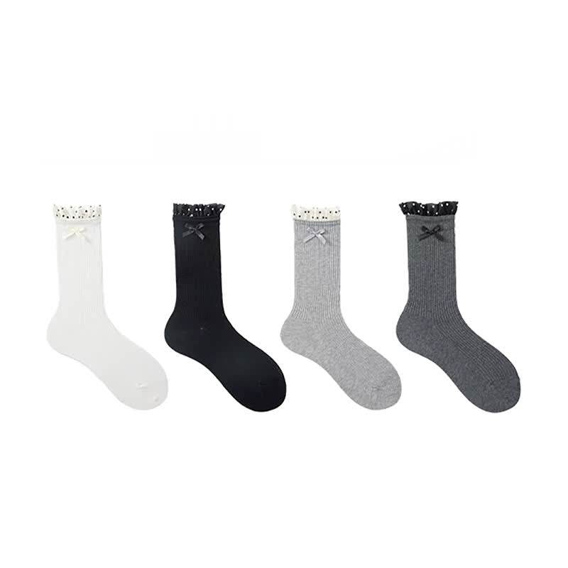 Süße Rüschensocken mit Rippenmuster (4 Paar) - Schwarz - EU36-40 (US3-7) - image 6