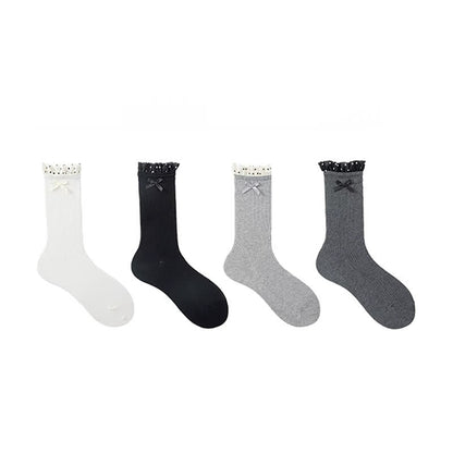 Süße Rüschensocken mit Rippenmuster (4 Paar) - Schwarz - EU36-40 (US3-7) - image 6