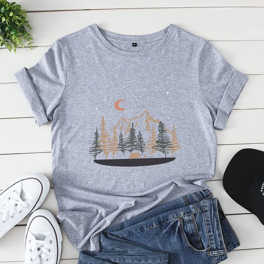 T-Shirt mit Landschaftsmotiv in Übergröße - Grau - 5XL - image 6