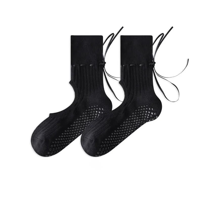 Offene Spannsocken mit Bogengriff (2 Paar) - Reines Schwarz - EU35-40 (US2-7) - Mit Band - image 14
