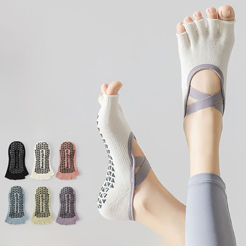 Niedrig geschnittene Zehensocken mit Grip (2 Paar) - image 0
