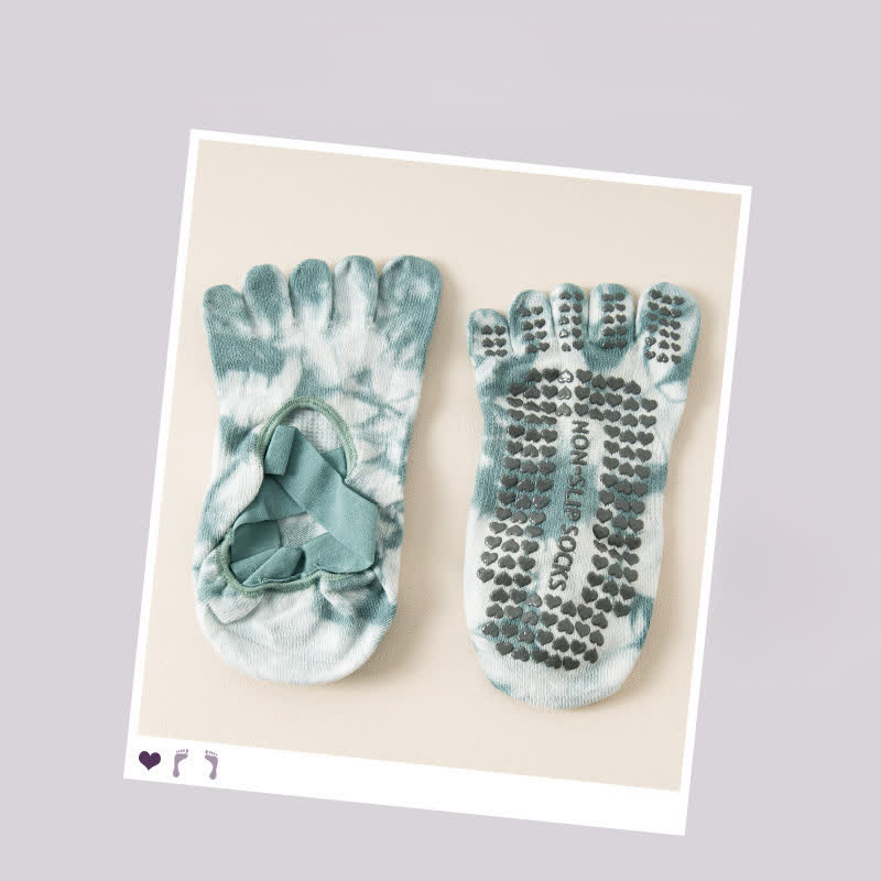 Fünf Zehensocken mit Batikmuster und rutschfester Sohle (2 Paar) - Grün - EU36-42 (US3-8,5) - image 8