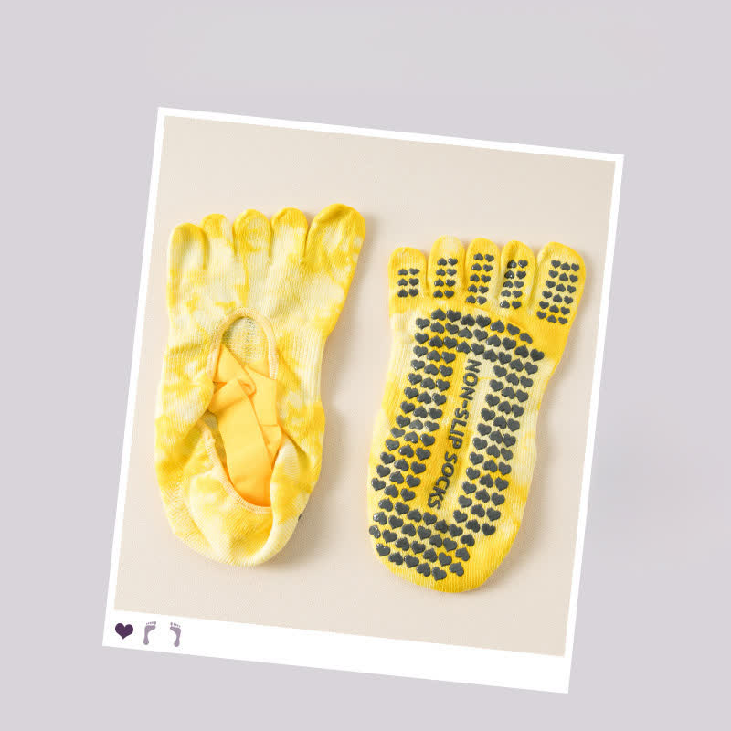 Fünf Zehensocken mit Batikmuster und rutschfester Sohle (2 Paar) - Gelb - EU36-42 (US3-8,5) - image 9