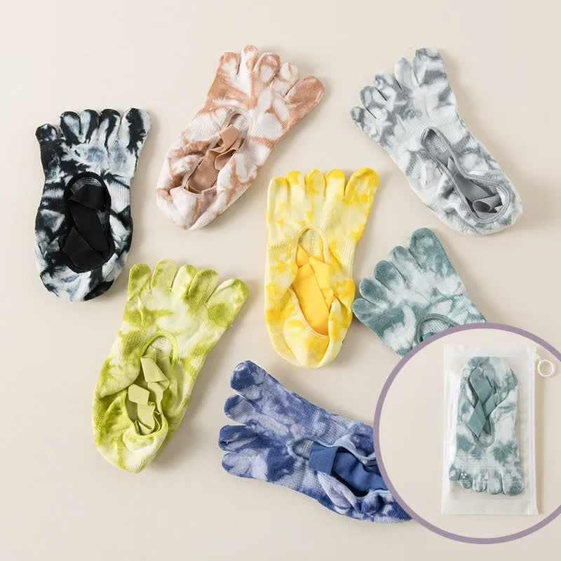 Fünf Zehensocken mit Batikmuster und rutschfester Sohle (2 Paar) - image 4