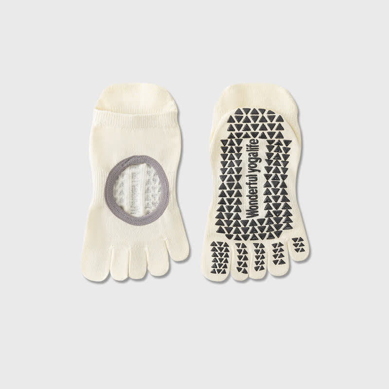 Fünf Zehen Yoga-Socken mit Grip (2 Paar) - Beige - EU35-40 (US2-7) - image 6