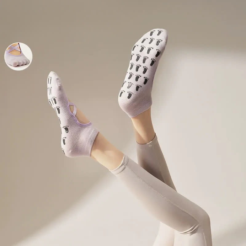 Yoga-Socken mit gekreuzten Riemen und Grip (2 Paar) - Hellviolett - EU35-41 (US2-7,5) - image 4