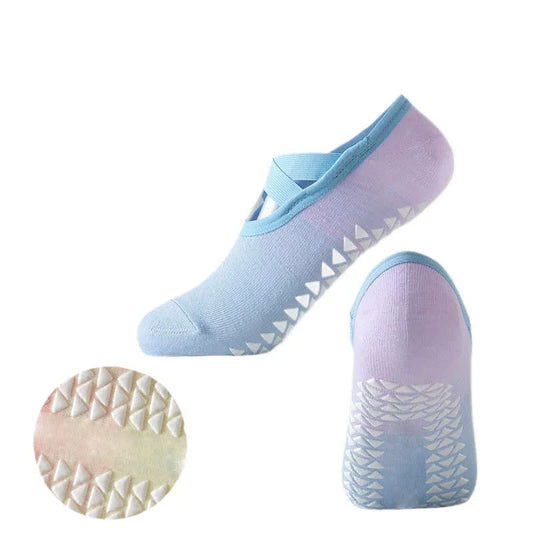 Yoga-Socken mit gekreuzten Riemen und rutschfestem Griff (6 Paar) - image 0
