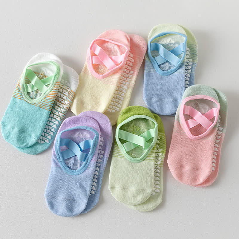 Yoga-Socken mit gekreuzten Riemen und rutschfestem Griff (6 Paar) - image 4