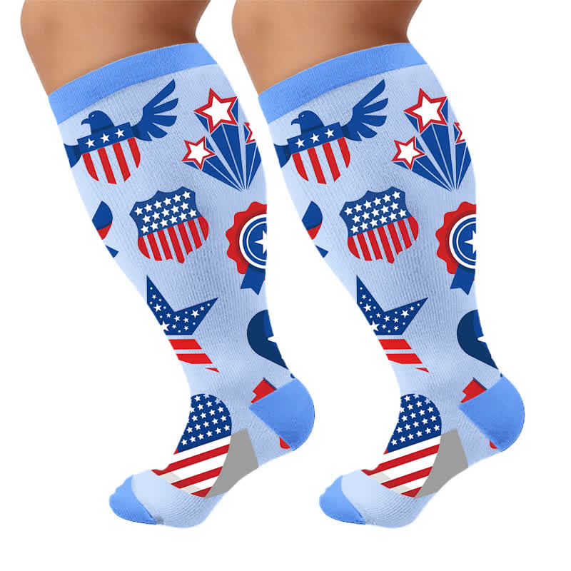 Plus Size Free America Kompressionsstrümpfe - Blau (1 Paar) - 4XL - image 9