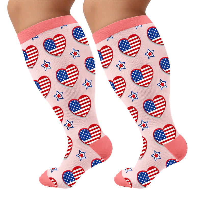 Plus Size Free America Kompressionsstrümpfe - Rosa(1 Paar) - 4XL - image 8