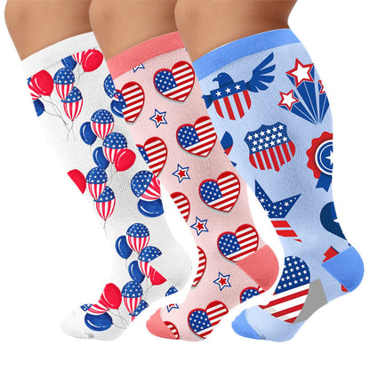 Plus Size Free America Kompressionsstrümpfe - Mehrfarbig (3 Paare) - 4XL - image 3