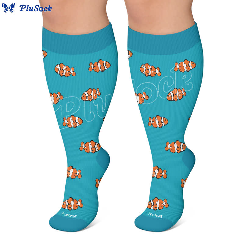 Kompressionsstrümpfe mit Faultier-Clownfisch-Motiv in Übergröße - image 6