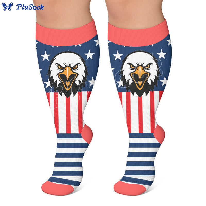 Retro-Kompressionsstrümpfe in Übergröße mit patriotischem Muster - image 5