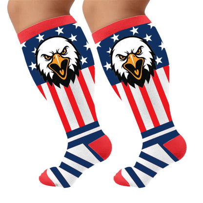 Retro-Kompressionsstrümpfe in Übergröße mit patriotischem Muster - Rosa(1 Paar) - 4XL - image 8