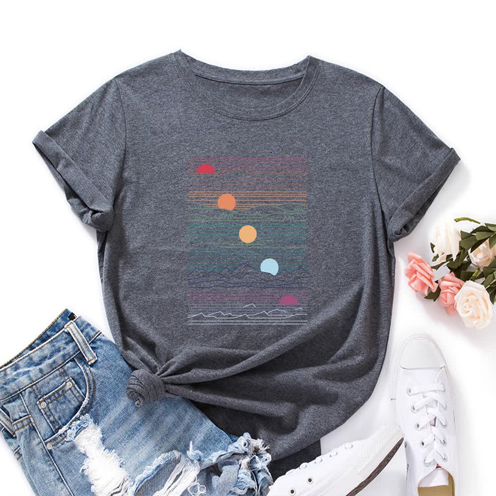 Plus Size Sunset Print T-Shirt - Dunkelgrau - 5XL - image 1