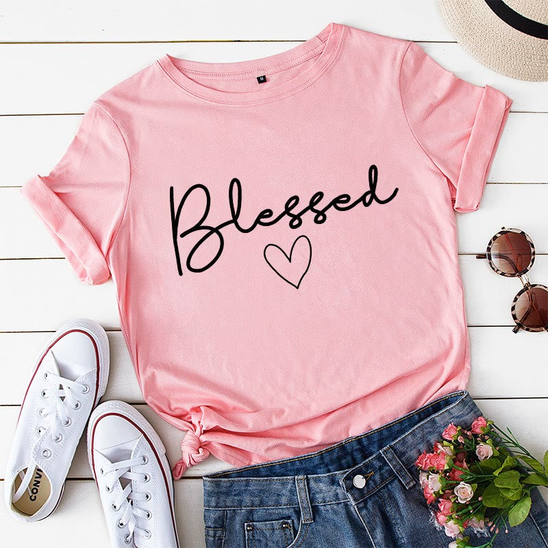 Plus Size T-Shirt mit Herzmotiv - Rosa - 5XL - image 5