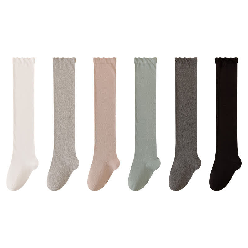 Kuschelige, einfarbige Schlafsocken aus Baumwolle, oberschenkelhoch (2 Paar) - Dunkelgrau + Schwarz - EU39-45 (US6-11) - image 3