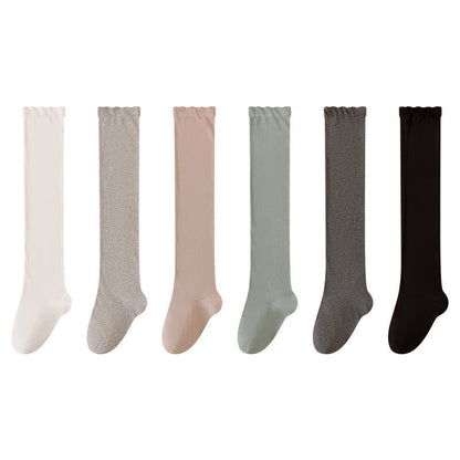 Kuschelige, einfarbige Schlafsocken aus Baumwolle, oberschenkelhoch (2 Paar) - Dunkelgrau + Schwarz - EU39-45 (US6-11) - image 3