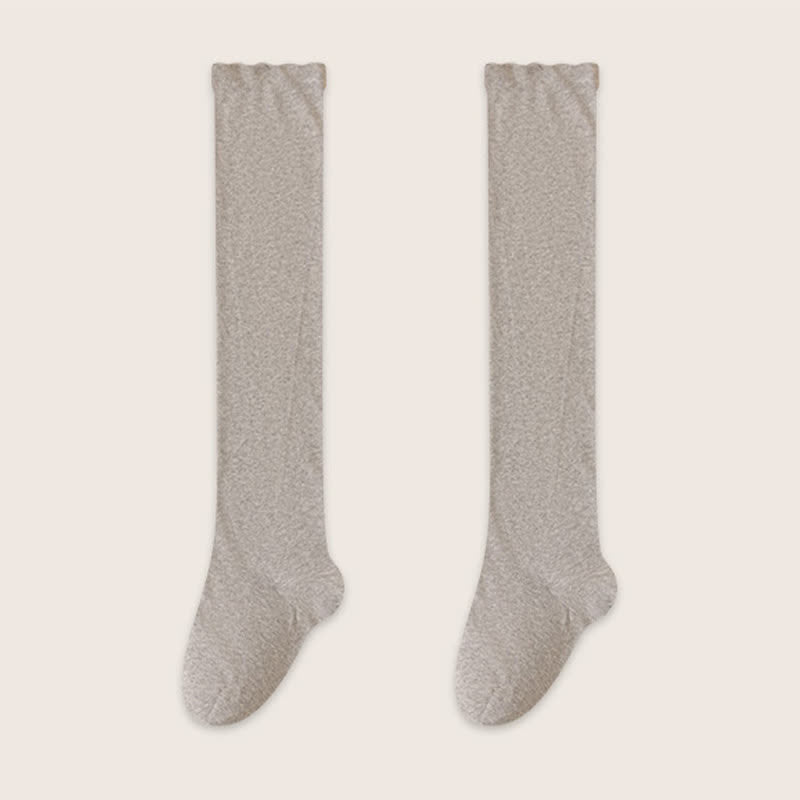 Kuschelige, einfarbige Schlafsocken aus Baumwolle, oberschenkelhoch (2 Paar) - Hellgrau - EU39-45 (US6-11) - image 8