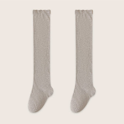 Kuschelige, einfarbige Schlafsocken aus Baumwolle, oberschenkelhoch (2 Paar) - Hellgrau - EU39-45 (US6-11) - image 8