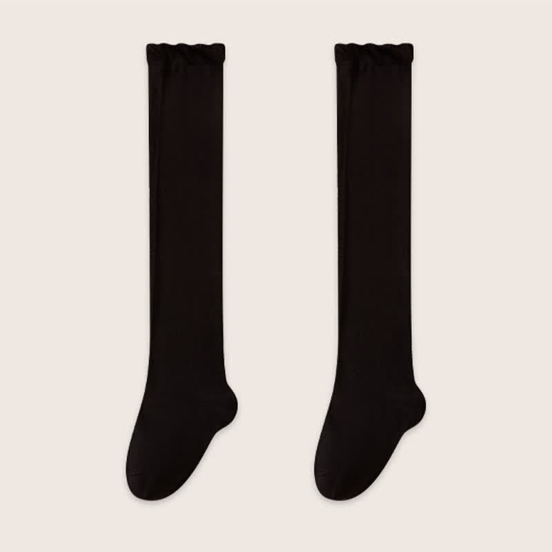 Kuschelige, einfarbige Schlafsocken aus Baumwolle, oberschenkelhoch (2 Paar) - Schwarz - EU39-45 (US6-11) - image 5