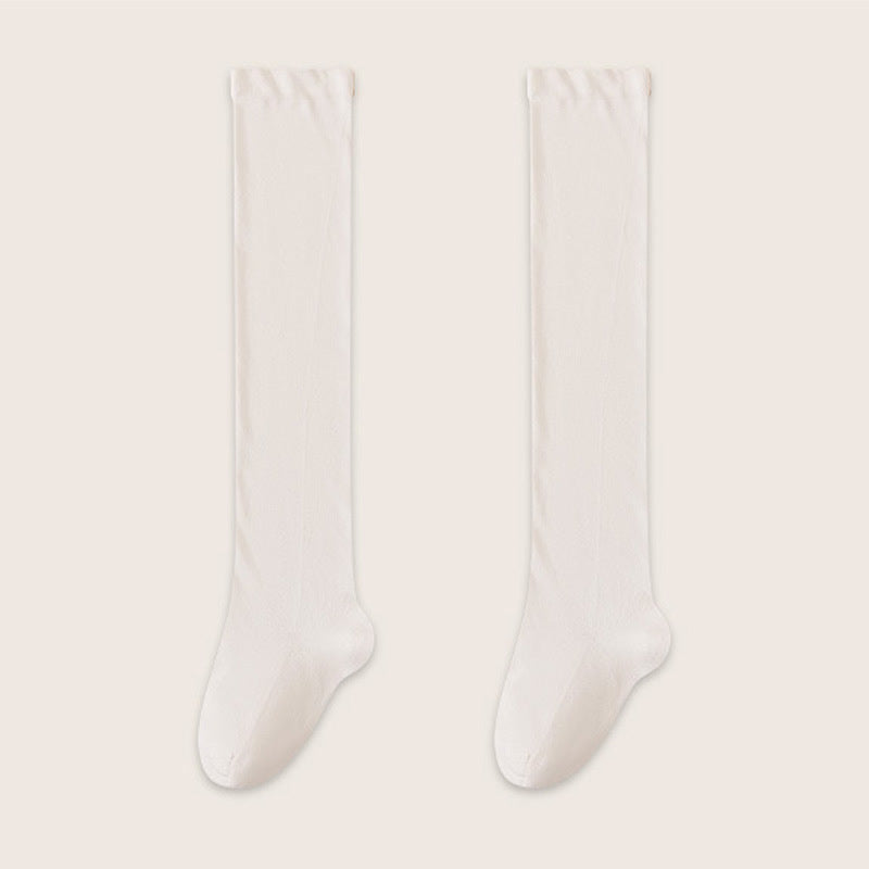 Kuschelige, einfarbige Schlafsocken aus Baumwolle, oberschenkelhoch (2 Paar) - Weiß - EU39-45 (US6-11) - image 4